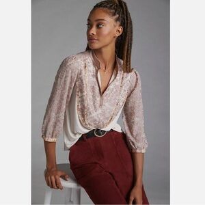 Tiny by Anthropologie Lace Bib Blouse